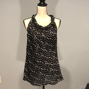 Polka Dot Rolled Pleat Tank Top